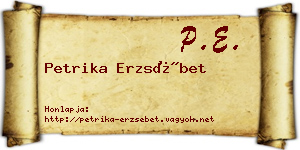 Petrika Erzsébet névjegykártya